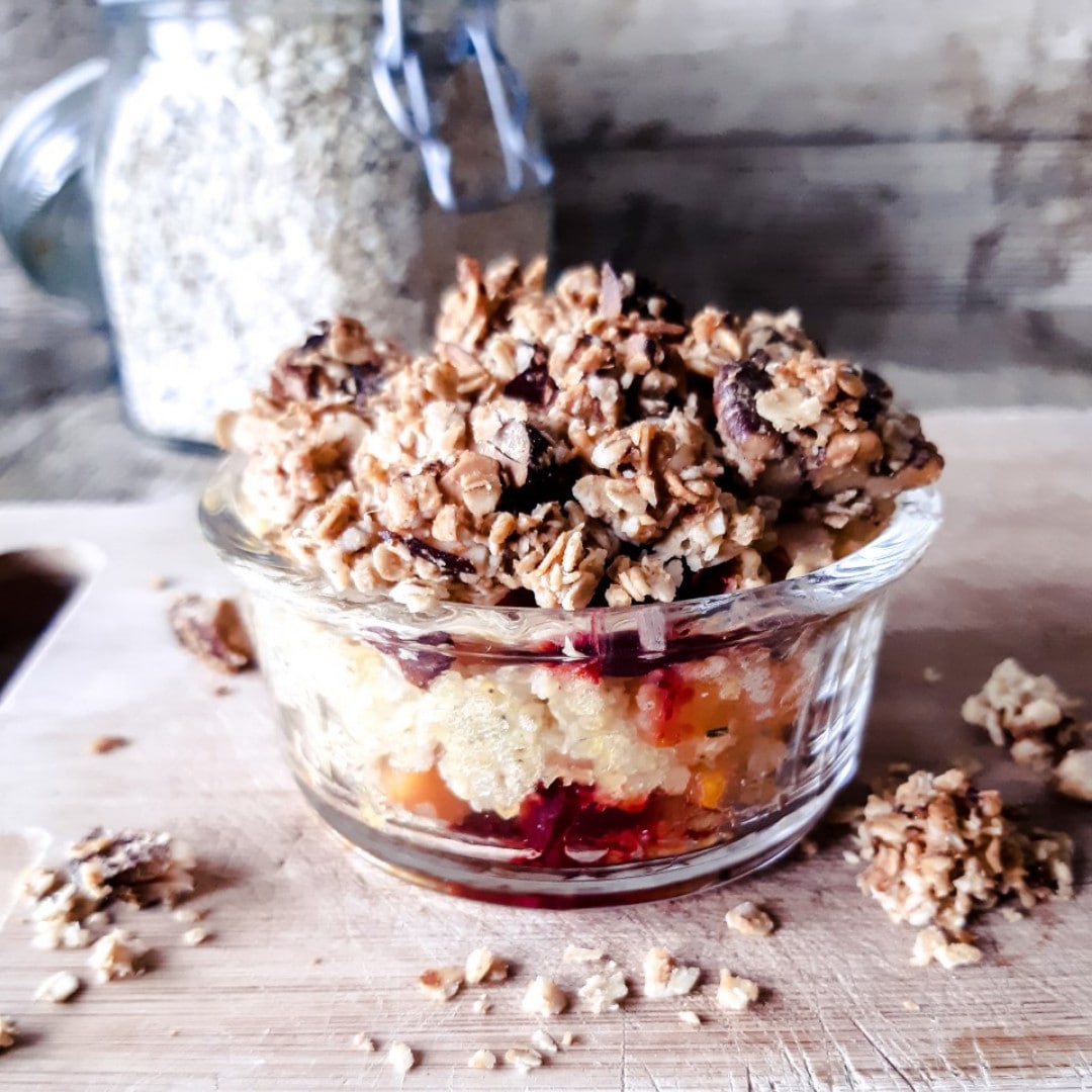 Crumble millet-patate douce-betterave rouge